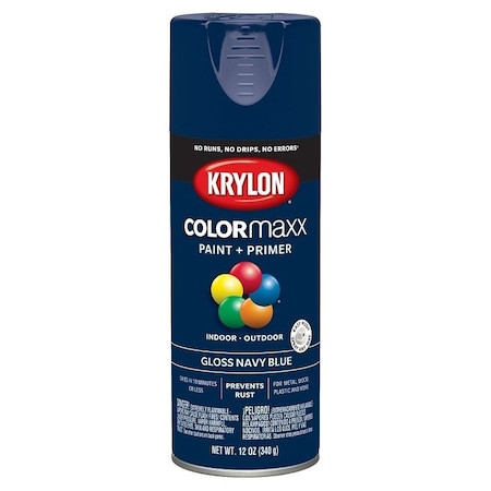 Krylon Enamel Spray Paint, Gloss, Navy Blue, 12 oz, Can K05529007