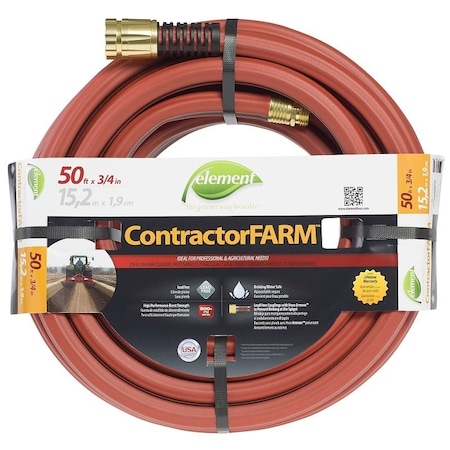 Swan SWAN Element ContractorFARM ELCF34050 Water Hose with Brass Coupling, 50 ft L ELCF34050