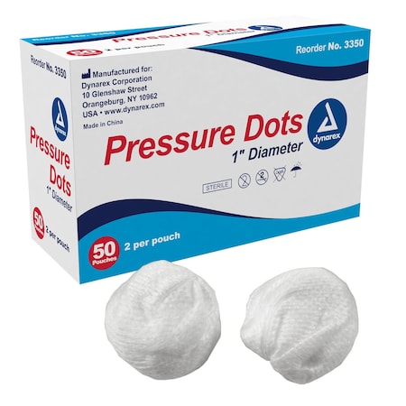 Dynarex Sterile Pressure Dot Gauze, Non-Woven, 2.5 cm, 500PK 3350