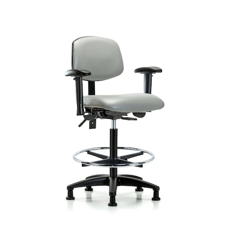 Blue Ridge Ergonomics Chair, Fabric, Med Bench, AA Casters, Blu, 6-Way Adjustable, 26" to 35" Height, Dove BR-VHBCH-RG-T0-A1-CF-RG-8567