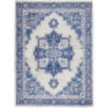 Palacedesigns 5 x 7 ft. Ivory & Blue Persian Medallion Area Rug PA3667464