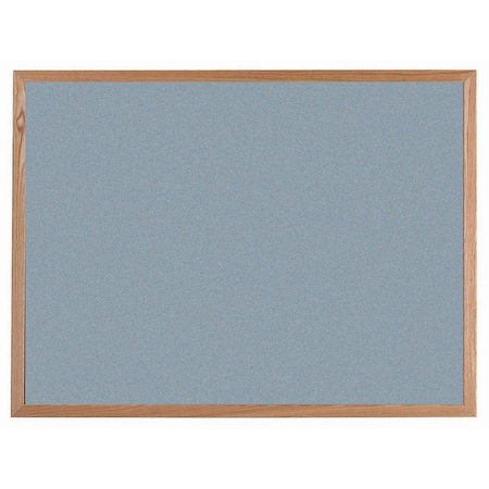 Aarco VIC Cork Bulletin Board, Red Oak Frame, Clear Lacquer Finish, Duck Egg Light Blue 36''Hx48''W OW3648162