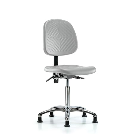 Blue Ridge Ergonomics Poly Chair Chrome-Medium Bench Height with Medium Back, Seat Tilt, & Stationary Glides in Gray Poly PMBCH-MB-CR-T1-A0-NF-RG-GRY