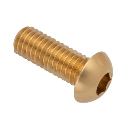 Zoro Select M6-1.00 Socket Head Cap Screw, Button, Plain Brass, 16 mm Length ZBC6X16BR