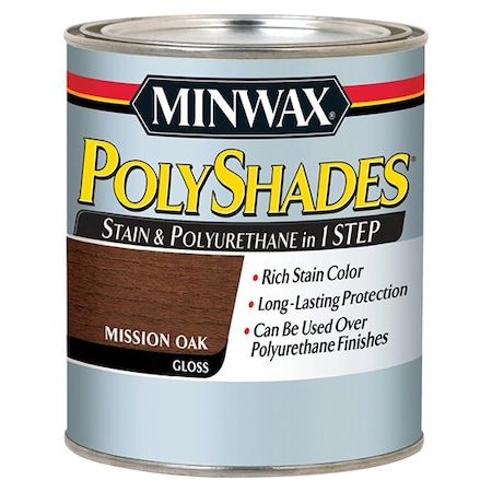 Minwax 1 Qt Minwax 61485 Mission Oak PolyShades Wood Stain And Polyurethane Gloss 61385