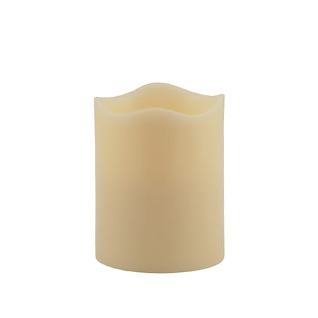 Homeroots 5" Ivory Flameless Pillar Candle 485146