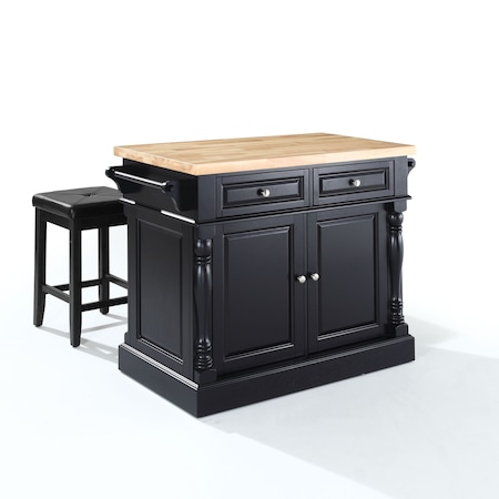 Crosley Oxford Kitchen Island W/Square Seat Stools KF300065BK