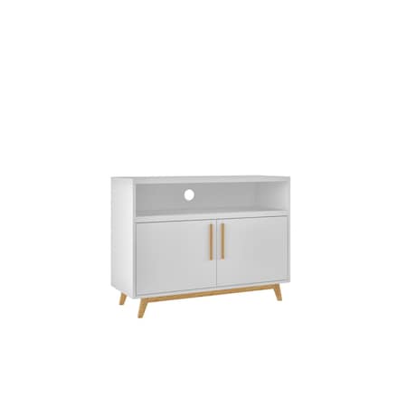 Homeroots Modern White And Natural Two Door Console Table 389028