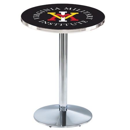 Holland Bar Stool Co 42" Chrome Virginia Military Institute Pub Table, 36" dia. Top L214C4236VAMilI
