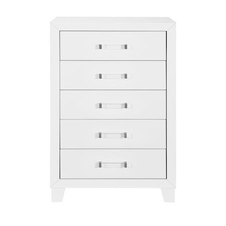 Homeroots 49" White Wood Five Drawer Dresser 564694