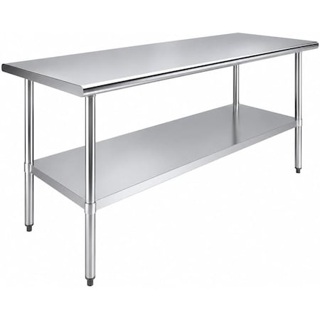 Amgood 30 in. x 72 in. All Stainless Steel Work Table, 35in. Height Commercial Prep Table with AMG WTSS-3072-Z