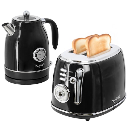 Megachef 1.8 Quart Electric Tea Kettle and 2 Slice Toaster Combo in Black 750122793M