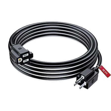 Maximm 15ft 16AWG SJTW Extension Cord, Black/White C-bk-wh-P-bk-I-wh-15ft
