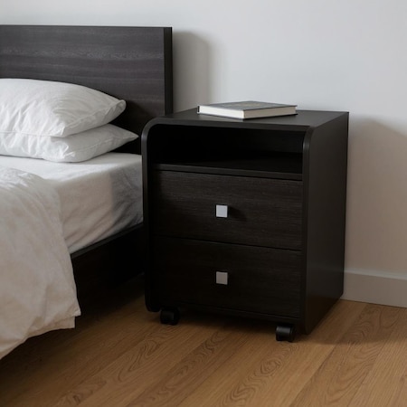 Homeroots 22" Black Wood Two Drawer Nightstand 543670