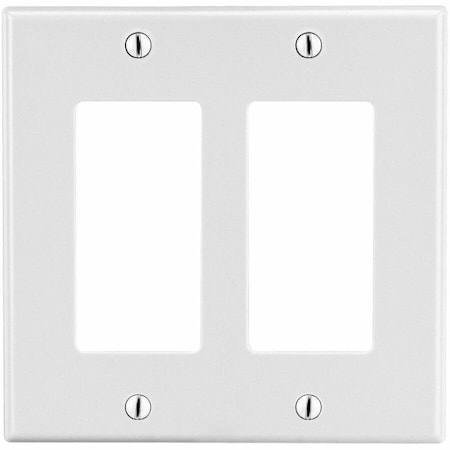 Hubbell Wiring Device-Kellems Rocker Wall Plate, Number of Gangs: 2 Plastic, Satin Finish, White P262W