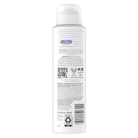 Dove Coconut and Vanilla Cooling Whole Body Deodorant Spray, 4 Ounce, 12PK 64395509