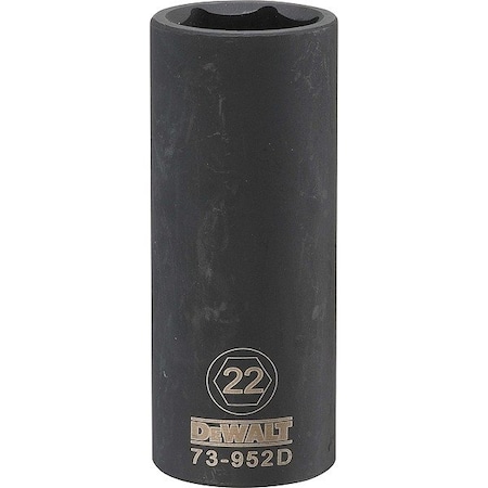 Dewalt Deep Impact Socket, 6 Pt 1/2in, 22 mm DWMT73952OSP