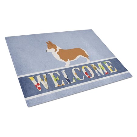 Carolines Treasures Pembroke Welsh Corgi Welcome Glass Cutting Board - Large BB8320LCB