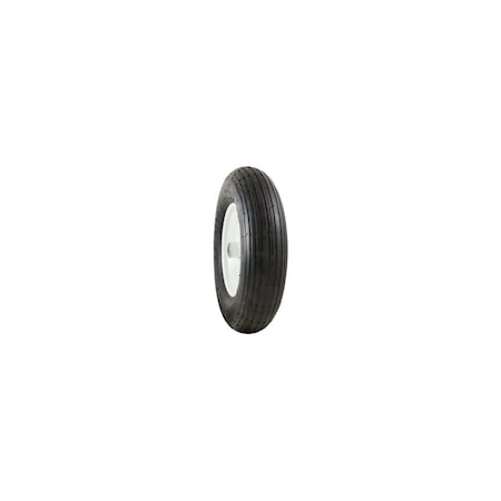 Marathon Universal Wheelbarrow Tire + Wheel Assembly, Ribbed Tread, Pneumatic, 4.80-8 20246