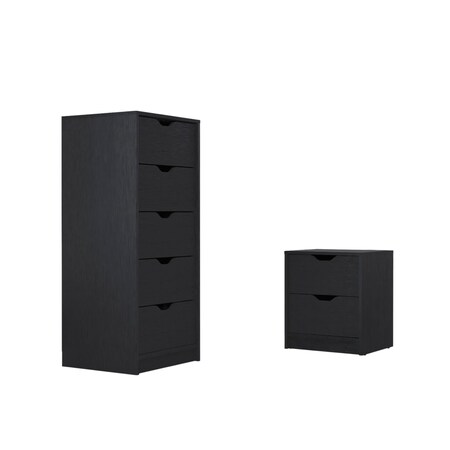 Homeroots Two Piece Black Bedroom Set 526367
