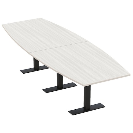 Skutchi Designs 12ft Conference Table With Power Unit | 12 Person Modular Boat Meeting Table | Harmony Series HAR-BOT-48X144-T.BK-WA7976-NA