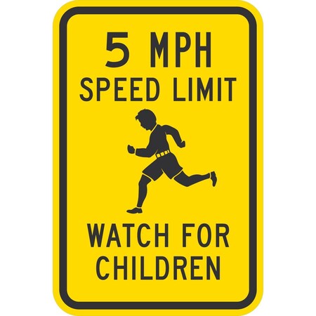 Lyle 5 Mph Speed Limit Watch For Children (W/Sym), 12x18, Non-Reflective, Yellow G-4611-NA_12x18