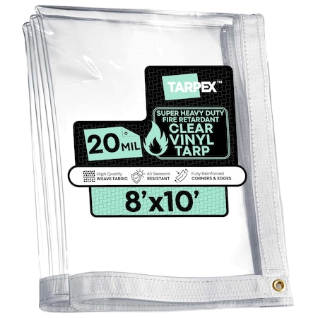 Tarpex Ultra Heavy Duty Tarp, 8 ft x 10 ft, 20 Mil, Clear, PVC CVTFR-TA-810