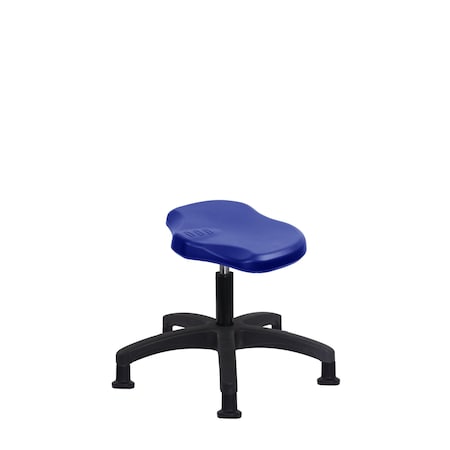Blue Ridge Ergonomics Polyurethane Ray Stool - Desk Height with Stationary Glides in Blue Polyurethane PRPDHSL-RG-RG-BLU