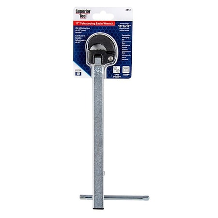 Superior Tool 0 Telescoping Basin Wrench, 17 in Drive, Steel 3812