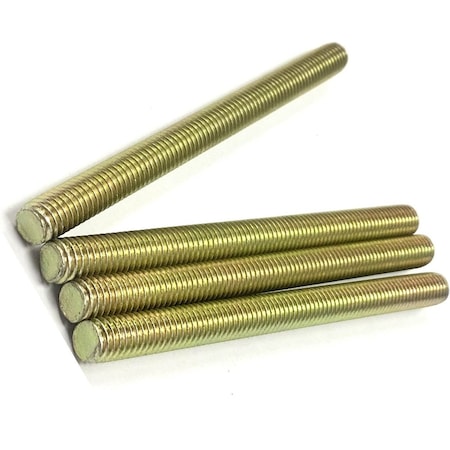 Zmg Fasteners Plus 1/4 - 20 X 4" FULLY THREADED STRAIGHT ROD SAE GR 8 J429 ZINC TRIVALENT YELLOW 2045938
