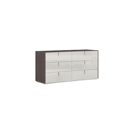 Homeroots 62" Gray Six Drawer Double Dresser 488509