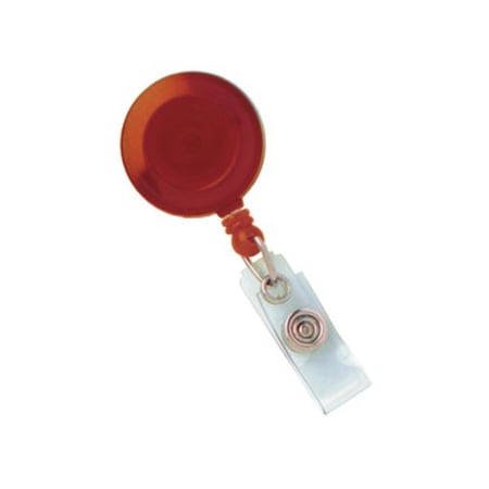 Brady Round Translucent Spring Clip Badge Reel - Plastic, Vinyl - 100 / Pack - Clear, Red 2120-4736
