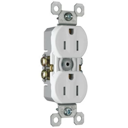 Legrand Straight Blade Receptacle, 5-15R, 15 A, 125V AC, 2 Pole, 3 Wire, Flush Mount, Grounded 3232TRWRWCC8
