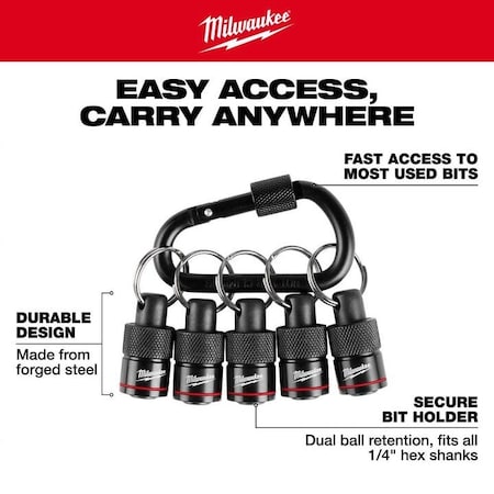 Milwaukee Hand Trucks 5pc Bit Holder with Carabiner 48-32-4537