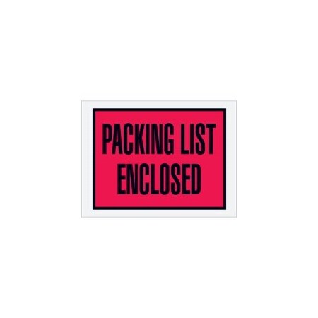 Bubblefast 4 1/2 x 6'' Red Open End ''Packing List Enclosed'' Envelopes, 1000PK BFPL411