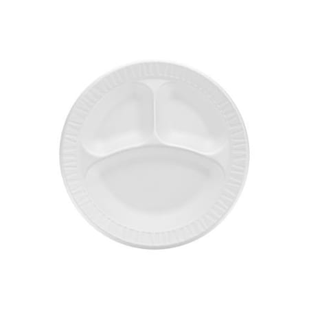 Genpak Foam Plate Non-Laminated Plate 10 1/4" 3 Comp White 10CPWCR