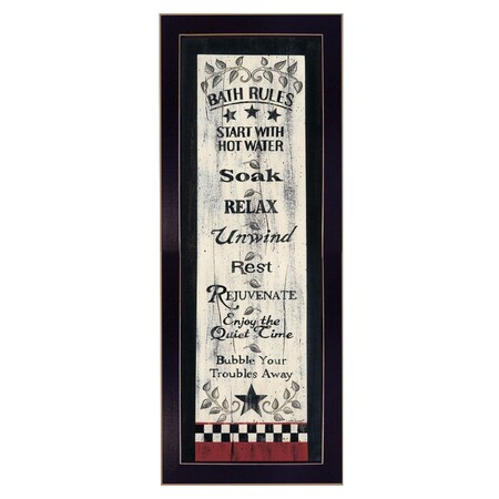 Homeroots Bath Rules 6 Black Framed Print Bathroom Wall Art 415441