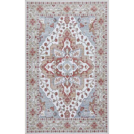 Jonathan Y Superbia Boho Medallion Border Non-Slip Machine-Washable Rose Clay/Cream 4 ft. x 6 ft. Area Rug WSH502F-4