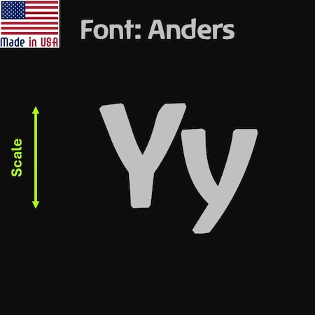 Aacc Self-Adhesive Vinyl Letter: y, Scale: 2 cm. Color: Silver Font: Anders by, 12PK AACC-Anders-ly-Silver-M2x12