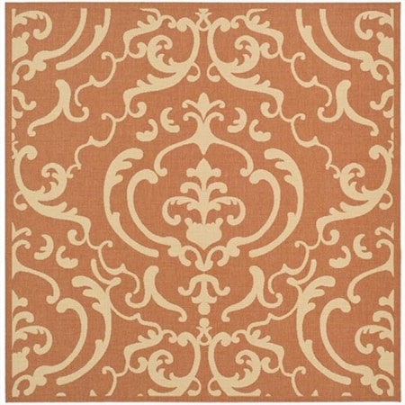 Safavieh 6 Ft. - 7 In. x 6 Ft. - 7 In. Square- Indoor - Outdoor Courtyard Terracotta Natral Mchine Made Rug CY2663-3202-7SQ