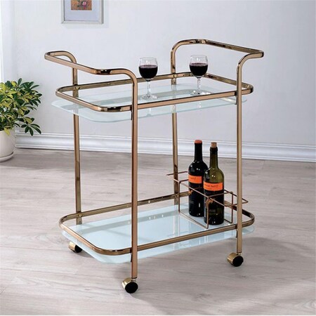 Benzara Tiana Contemporary Serving Cart, Champagne BM123225