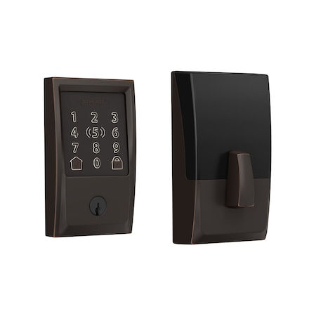Schlage Residential Century Encode Plus Smart Wifi Deadbolt with 12351 Latch and 10116 Strike Aged Bronze Finish BE499WBCEN716