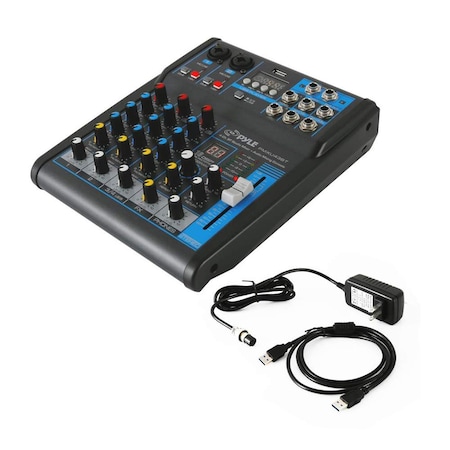 Pyle Pyle Professional Audio Mixer Sound Board Console - 4 Channel, USB, Bluetooth, MP3, 48V Phantom PMXU43BT