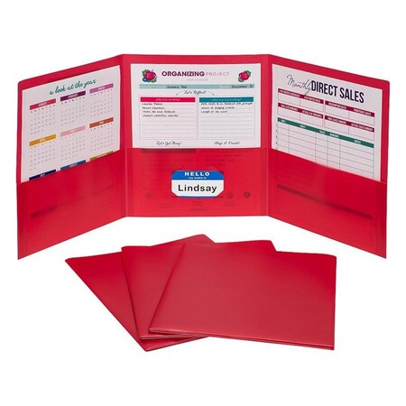 C-Line Products C-line Products  3 Pocket Poly Portfolio, Red - Pack of 24 C-103356