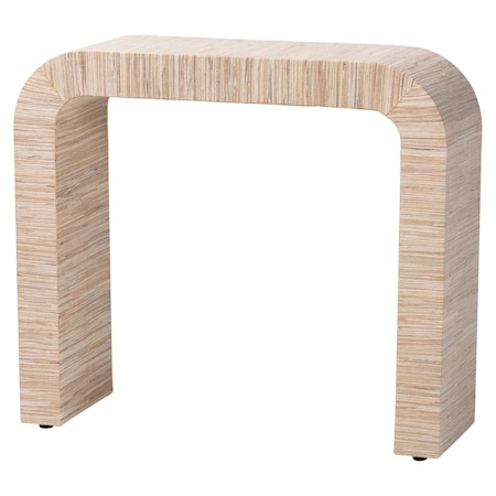 Bali & Pari Yareli Bohemian Woven Natural Grasscloth Raffia Console Table 254-14037-ZORO