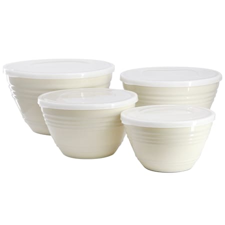 Martha Stewart 8 Piece Plastic Storage Bowl Set with Lids in Linen 142783.08