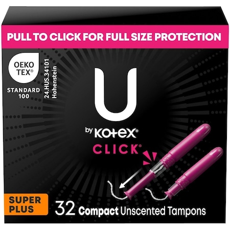 Kimberly-Clark Professional Sanitary Tampons, U Click, KOTEX, Heavy, Form Fitting Grooves, 32/Pack, 6 PK 51585