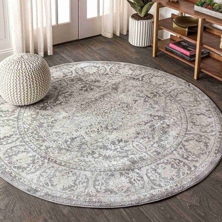 Jonathan Y Modern Persian Vintage Medallion Light Gray 5 ft Round Area Rug MDP100A-5R