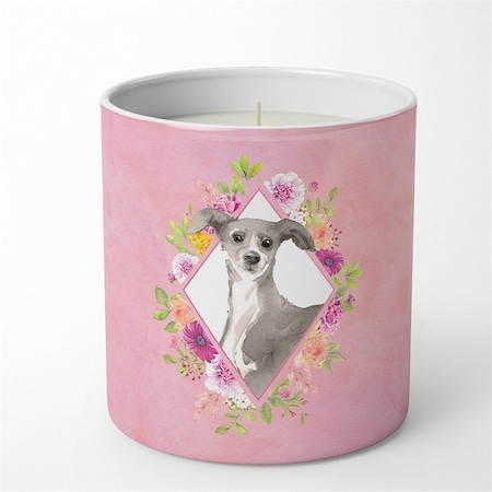 Carolines Treasures 10 oz Italian Greyhound Pink Flowers Decorative Soy Candle CK4230CDL