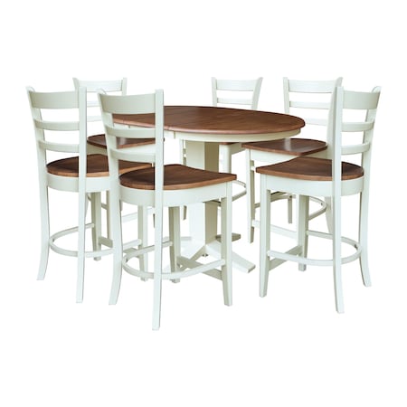 Whitewood Industries Rectangular Extension Dining Table W/ 6 Counter Height Stools, 36 in W, 36.1 in L, 48 in H, 7 K79-36RXT-23-S6172-6
